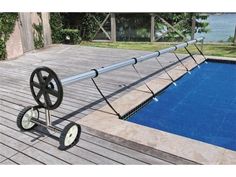 Contém uma imagem de: Stainless Steel 21 FT Inground Swimming Pool Cover Reel Tube Set Solar Cover for sale online | eBay